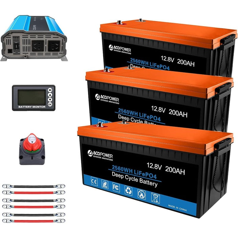 Complete Power System with 200Ah Lithium and 3000VA Inverter